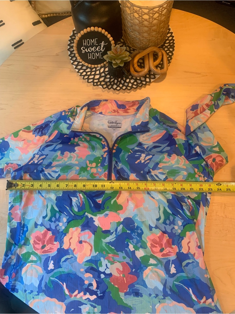Walter Hagen P11 UV Protection Quarter Zip Blue Gouache Floral XXL NWOT - Picture 4 of 6